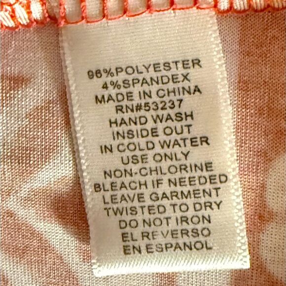 Mlle Gabrielle" Stylish Orange and White Patterned Dress, Size Small - Picture 6 of 7